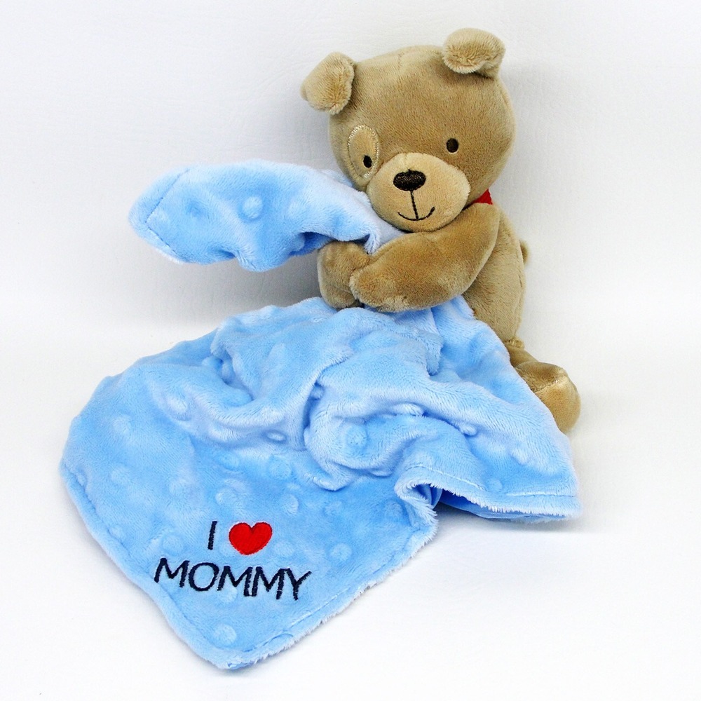 Carters Child of Mine Bear Blue Lovey Rattle I Love Mommy Heart Security Blanket